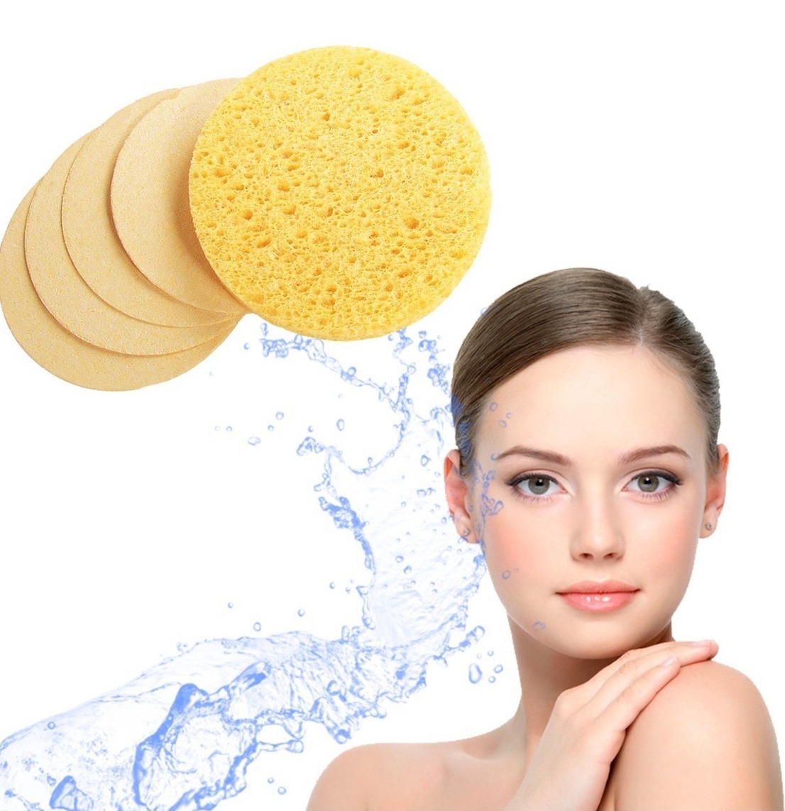 Esponja facial comprimida de celulosa natural color amarillo (Paquete 24pz)