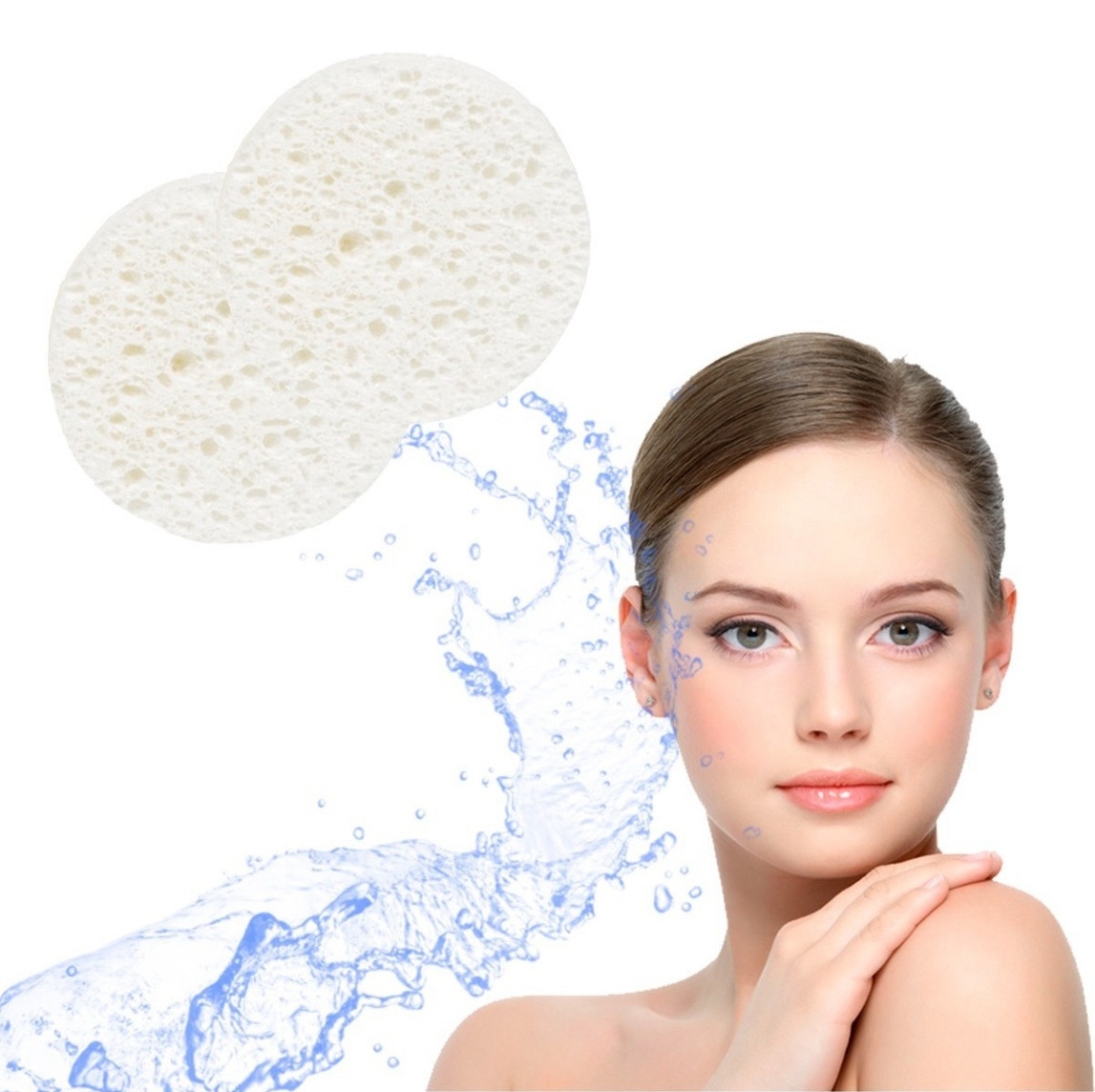 Esponja facial comprimida de celulosa natural color blanco (Paquete 24pz)